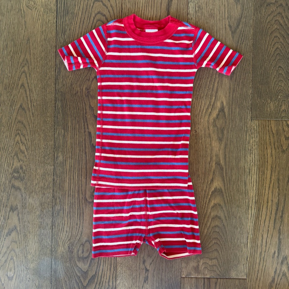 Hanna Andersson Red White and Blue short john pajamas, very good condition